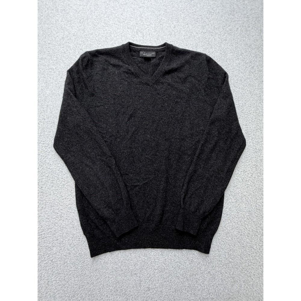 The Men's Store At Bloomingdale's Sweater Mens Medium Gray 100% Cashmere V Neck